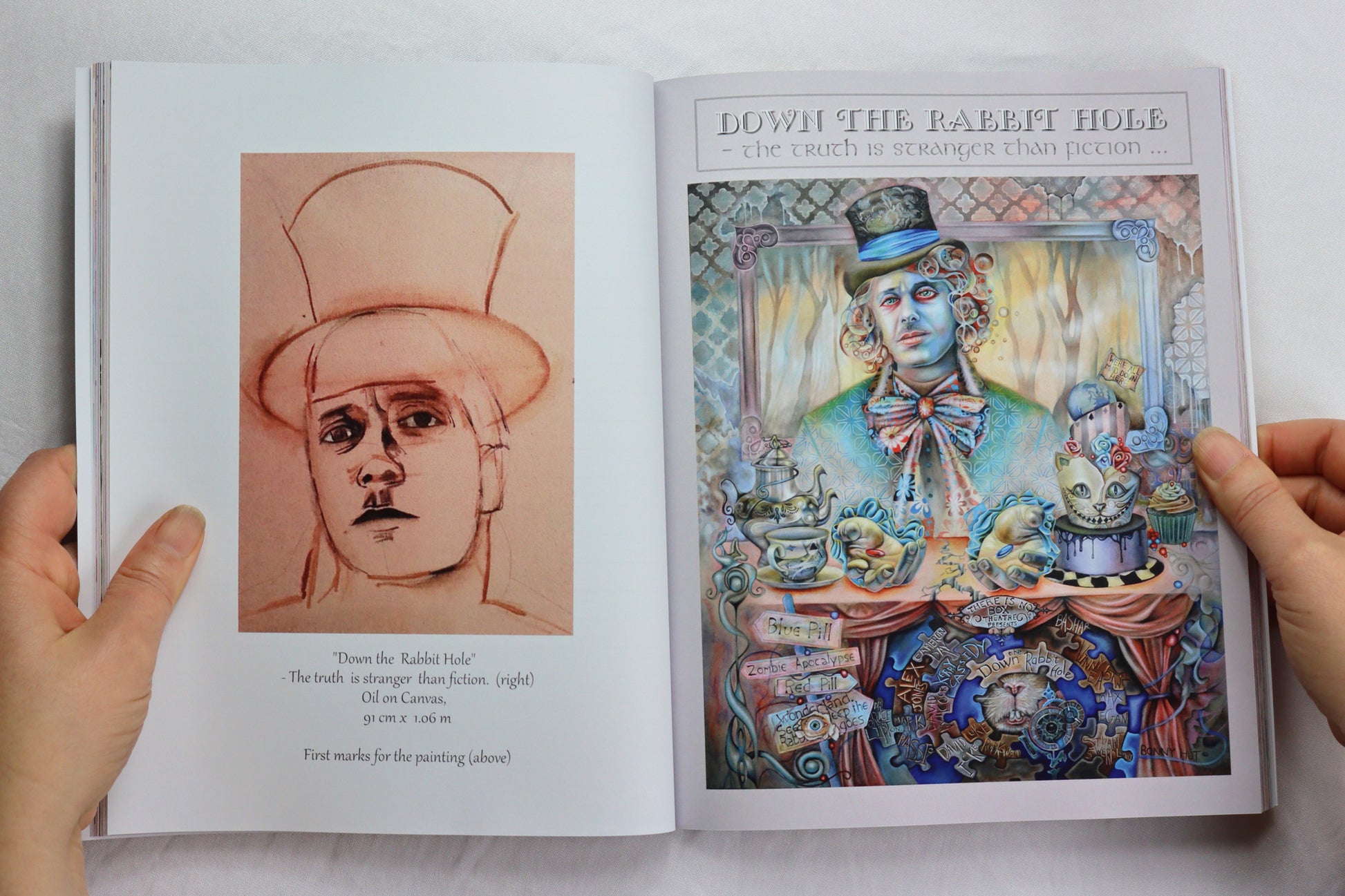 The mad hatter we are all mad down here oil painting Spiritual Art Journal, Spiritual birthday gifts, Metaphysical store gift, Poetry book, Visionary artwork by artist Bonny Hut