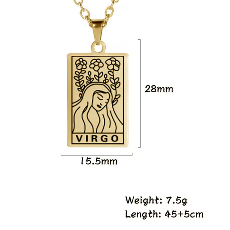 Virgo birthday gift necklace-pendant, Zodiac star-sign jewellery. Spiritual Esoteric gifts for her. Great for horoscope astrology lovers.  Size chart.