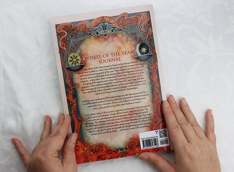 Wiccan Wheel of the Year Journal 8 Pagan Sabbats Book Art Nouvea inspired back of Book