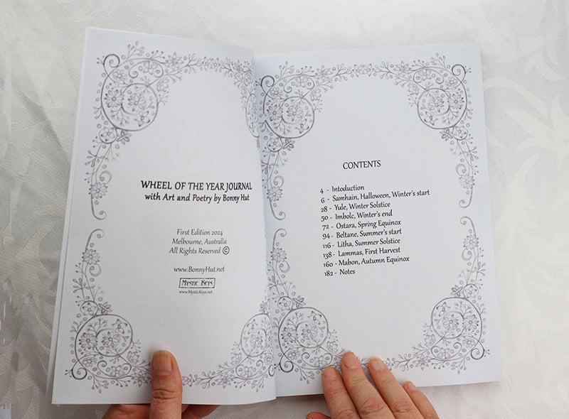 Wiccan Wheel of the Year Journal 8 Pagan Sabbats Book Contents Art Nouvea inspired 