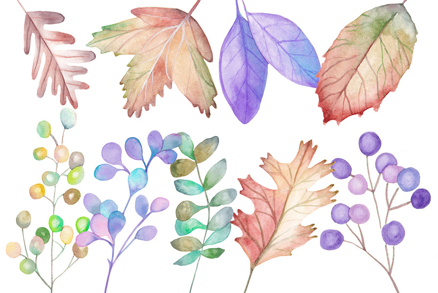 Autumn leaves. Wiccan pagan clipart instant download from hand-painted watercolor paintings. Great for journals pagan products, book of shadows and creating your own withch gifts. 