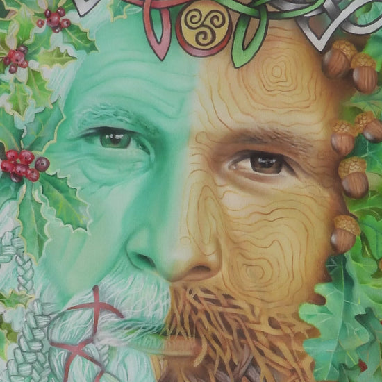 Yule - Winter Solstice oil painting in progress - Wiccan Wheel of the Year - 8 Pagan Sabbats